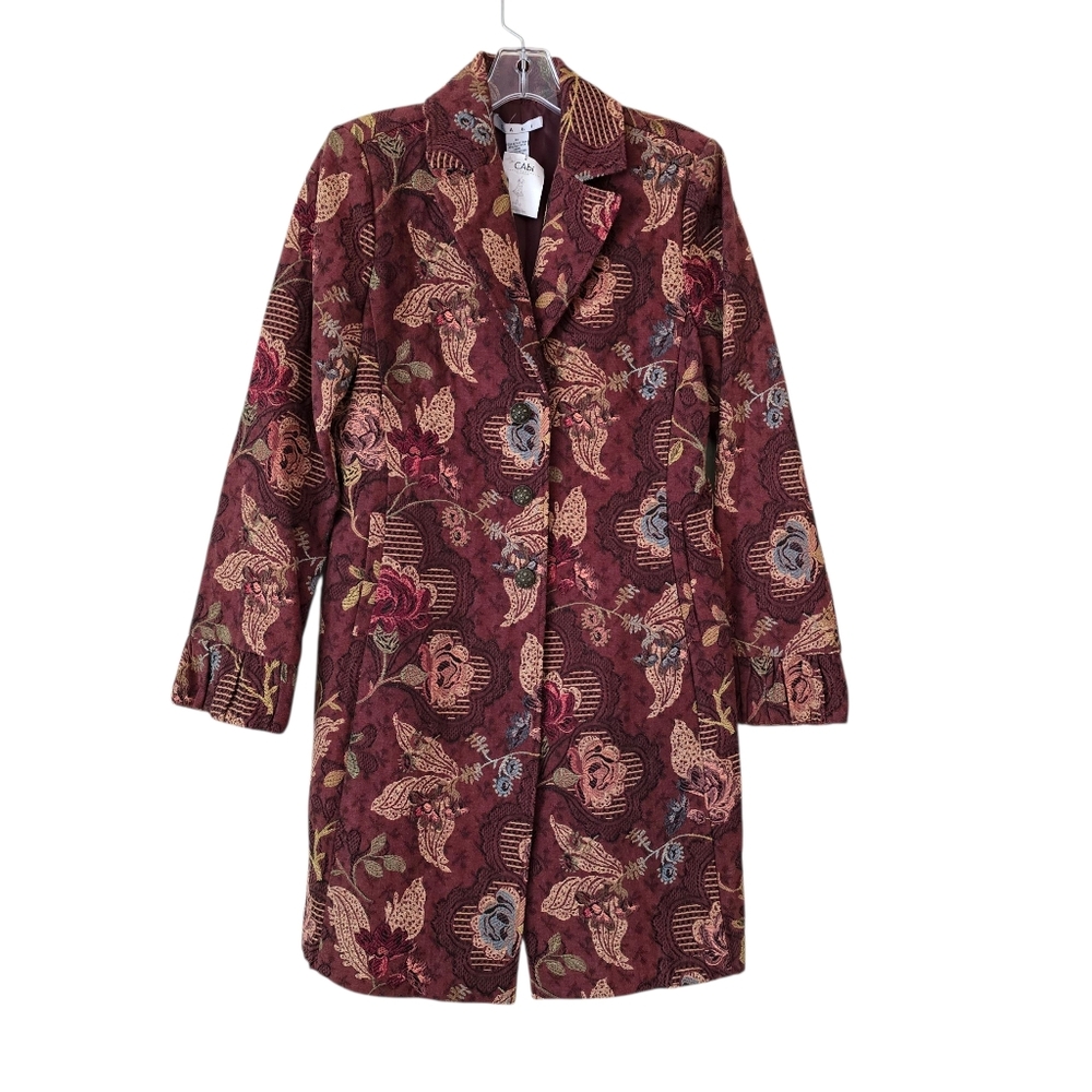 CAbi Womens  Jacobean‎ Floral Brocade Tapestry Coat Size 10  NWOT - Picture 2 of 11
